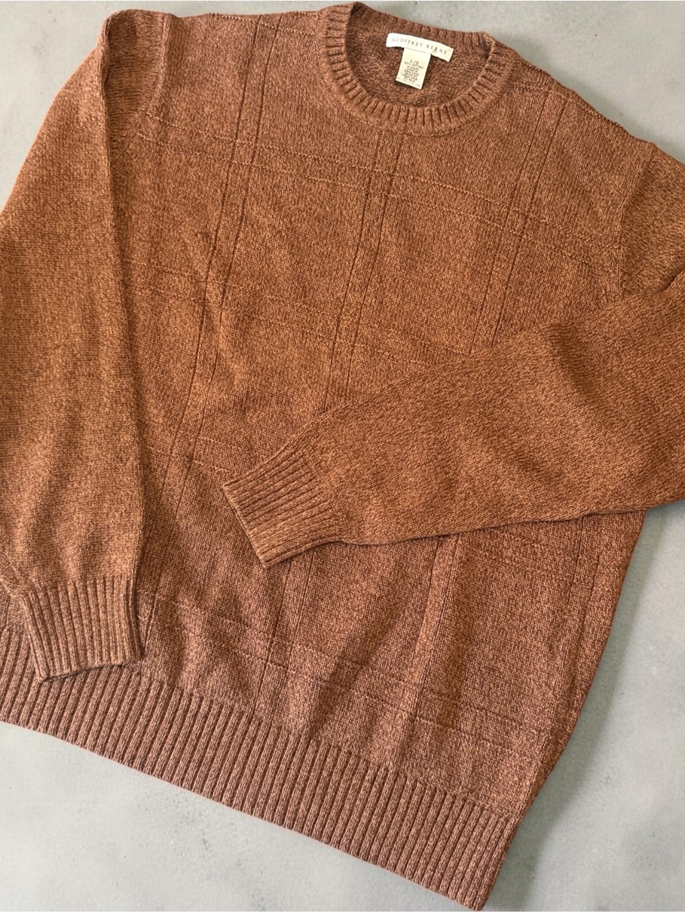Geoffrey Beene 💯 cotton Men's Brown Crewneck Sweater - Picture 2 of 5